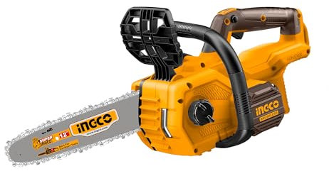 INGCO 20V Cordless Lithium-Ion Chain Saw (Body Only) with Brushless Motor 12Inch, 44 Drive Links, 7.9m/s Chain Speed CGSLI20128