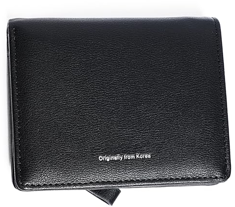AQSQWQ Geldbeutel Damen klein Geldbörse Damen kleines Portemonnaie, Mini Kurzer Geldbeutel Frauen Leder Zipper mit Brieftasche, Elegante und Süße Geldbeutel mit vielen Fächern, Schwarz