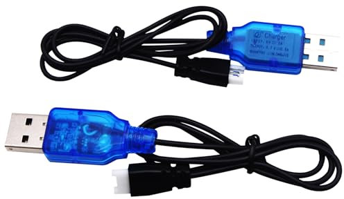 Blomiky 2 Pack 3.7V Lithium Battery USB Charger Cable with MX2.0 Plug Suitable for Some RC Shark Boat Helicopter Drone Battery / T12 USB