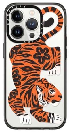 CASETiFY Compact iPhone 14 Pro Case [2X Military Grade Drop Tested / 4ft Drop Protection] - Fierce Tiger - Clear Black