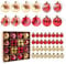 MytaYt 44 Stück Kunststoff Weihnachtskugeln Rot und Gold 6CM Christbaumkugeln Set 3CM Mini Weihnachtsdeko Kugeln Weihnachtskugeln Plastik Weihnachtsbaumkugeln für Weihnachten Deko
