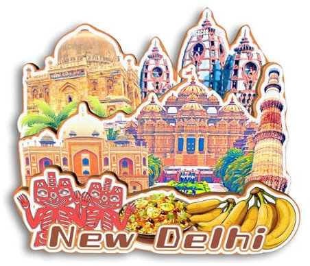 Quwsne Kühlschrankmagnet New Delhi Indien Kühlschrankmagnet Stadt Reise Souvenirs Touristengeschenke 3D klassische Sehenswürdigkeiten handgefertigt Handwerk Heimdekoration 1924