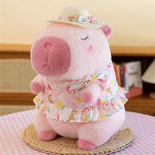 champracer Capybara - Peluche a forma di maiale d'acqua, Kawaii Estate Capybara di peluche per bambini, giocattolo decorativo (rosa, 30 cm)