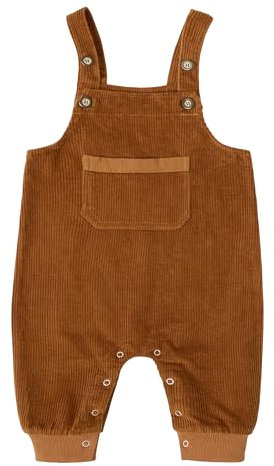 Volunboy Bambino Dinosauro Salopette, Unisex Senza Maniche Regolabili Pantaloni Velluto a Coste(Zucca,6-9 mesi,Taglia 73)