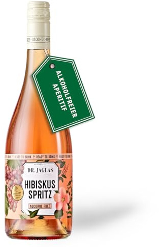 Dr. Jaglas Hibiskus Spritz - alkoholfreier Sekt Hibiskus Aperitif mit Kohlensäure herb bitter Geschmack spritzig pur und alkoholfrei - 750 ml Flasche