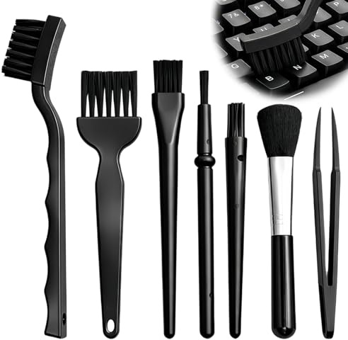 7Pcs Anti Static Cleaning Brush Set Small Keyboard Brush ESD Brushes | Portable Conductive Ground Multipurpose Keyboard Cleaning Kit Plastic Handle Nylon Dust Brushes for PC Computer Laptop Camera