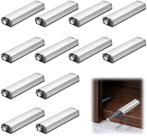 12 Stück Push To Open Türöffner – Robuster Drucktüröffner aus Metall für Schranktüren & Schubladen, Moderner Öffnungsmechanismus ohne Griffe(Chrom)