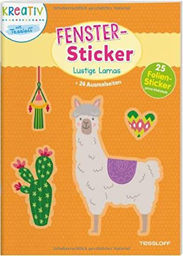 Fenster-Sticker Lustige Lamas: 24 Ausmalseiten und 25 Folien-Sticker