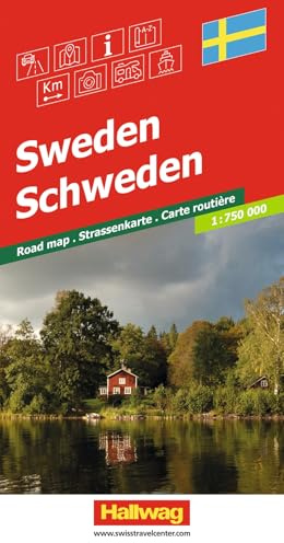 Hallwag Strassenkarte Schweden 1:750.000: Inkl. Transitpläne, Ortsverzeichnis und Reiseinformationen