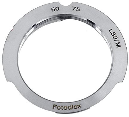 Fotodiox Lens Mount Adapter, M39 (39mm x1, Thread Leica Screw Mount) Lens to Leica M Adapter with 50mm/75mm Frame Line, fits Leica M3 · M2 · M1 · M4 · M5 · CL · M6 · MP · M7 · M8 · M9, Hexar RF · Epson R-D1 · 35mm Bessa · Cosina Voigtländer · Minolta CLE · Rollei 35 RF · Zeiss Ikon