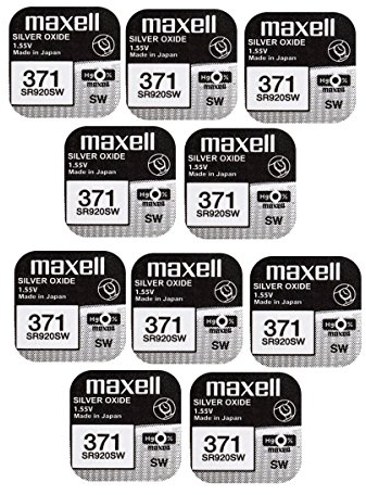 Maxell 371 SR920SW Lot de 10 piles pour montre Oxyde d'argent 0 % mercure