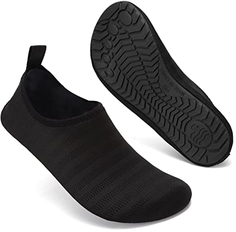 Mabove Badeschuhe Wasserschuhe Schwimmschuhe Herren Damen Strandschuhe Aquaschuhe Barfussschuhe Neopren Surfschuhe(Schwarz LXY,44/45 EU)