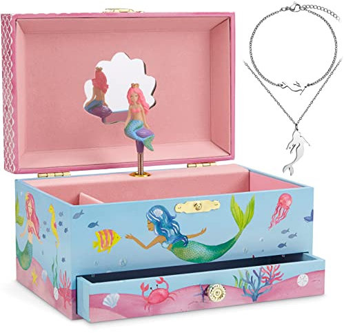 Jewelkeeper - Nixenspieldose und Schmuckset für kleine Mädchen - 3 Meerjungfrauengeschenke für Mädchen