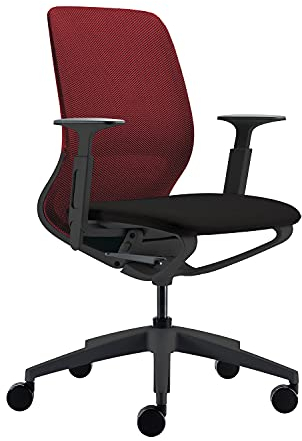 Sedus se:motion net, Drehstuhl, Bürostuhl, Mit Netzmembran Rot, Sitzpolster Schwarz, Armlehnen verstellbar, Höhenverstellbar 42-52.5cm, bis 130kg Belastbar, 23° Öffnungswinkel