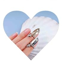 Allereya Vintage Kristall Schlange Fingerspitze Nagel Ring Strass Fingernagel Ring Nagel Stern Nagelkappe Abdeckung Ring Gold Fingerspitze Nagel Ring Dekoration Schmuck Für Frauen Und Mädchen (Gold)
