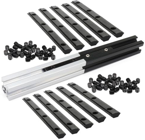 BLCCLOY 2020 Aluminium-Extrusions-T-Schlitz-Eckwinkel, extrudierte Hardware, gerade Linienverbinder mit Schraube für 20er-Serie, schwarz, 20/20, 80, 20, 2040, T-V-Schlitz, Aluminiumprofil