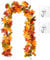 GWAWG Ghirlanda di foglie d'acero autunnali artificiali, decorazione autunnale, pianta da appendere per casa, giardino, parete, porta, sfondo, caminetto, decorazione con gancio, decorazione per feste