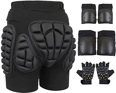 GAOSHI Kinder Hüft-Schutz-Shorts 3D Kompression Schutzhosen Gepolsterte, Bequem Atmungsaktiv Stoßfest Verschleißfest Protektorenhose Hüftprotektoren Für Radsport Roller (Color : D1, Size : XL)