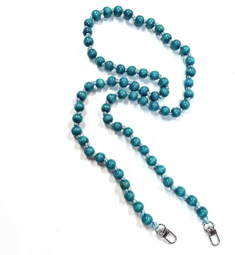 Wambere Universal Holzperlen Handykette SchlüsselbandKette Schlüsselkette Holz Perlen Handyband Handy Lanyard Anhänger Handy Schmuck Handyanhänger Taschenkette Beutelkette für Damen Mädchen,Blau