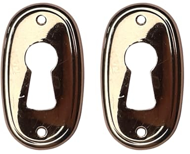 cyclingcolors 2x Schlüsselbuchse Schlüsselschild Antik Möbel Schlüsselblätter Schlüssel-Schilder Schloss-Rosetten Möbelschild 21x38mm Gold Antik