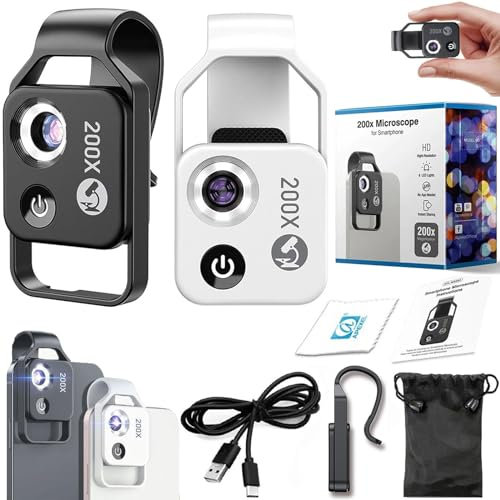 Nano Zoom,Nano Zoom X200,nanozoom,Nano Zoom Für Smartphone,apexel 200x Mini-mikroskop Für Smartphone-Kamera,nanozoom Für iPhone,Nano Zoom Für Handy,Smartphone Mikroskop (Black+White)