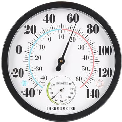 Termómetro Higrómetro Interior Exterior 2 en 1 con Pantalla Acrílica Termómetro de Ambiente 25 cm Pantalla Grande Automática para Casas, Invernaderos, Jardines