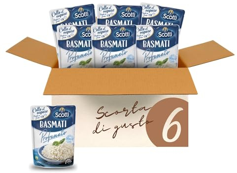 Riso Scotti - Basmati È Pronto in 2' - Riso Basmati Cotto al Vapore - 230 gr Multipack da 6 Pezzi