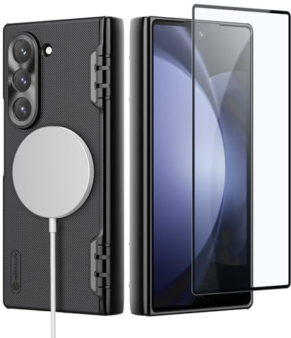 Nillkin Magnétique Coque pour Galaxy Z Fold6, Compatible avec MagSafe, Slim PC Matte Coque avec Protecteur d'écran Avant, Antichoc Mince Coque pour Samsung Galaxy Z Fold 6, Noir