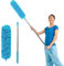 Fogray Extendable Feather Duster, Bendable Microfiber Dusters with Extra Long Telescopic Extension Pole and Soft Silicone Cap, Washable for Cleaning Roof, High Ceiling Fan, Blinds(Sky Blue)
