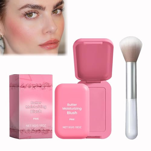 Blush in Polvere Multiuso per Il Trucco - Crema per Le Guance, Gli Occhi E La Tinta Delle Labbra, Waterproof per Un Trucco Naturale Nude (Rosa, 5 g)