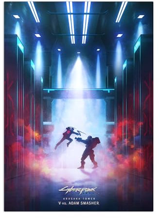 Displate Cyberpunk 2077 Metallposter Cyberpunk Poster Cyberpunk Deko Cyberpunk 2077 Poster Cyberpunk Merch Cyberpunk 2077 V vs Adam Smasher Poster 32x45cm