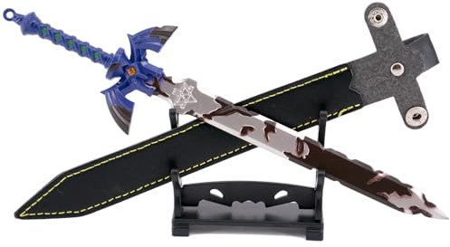 Zelda Master Schwerter – Link Hylia Master Schwert, Metall Schwert für Zelda Kostüm & Zelda Geschenk, zerfallenes Master Schwert mit Ständer (Zelda Brieföffner)
