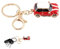 KOZOY Mini Schlüsselanhänger Auto, Vintage Rot Modellauto Anhänger Mini Spielzeugauto Handtasche Rucksack Dekoration Keychain, Metall Schlüssel Anhänger für Auto Motorrad Fahrrad (Rot)