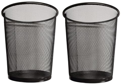 DIVCHI Circular Mesh Wastebasket Trash Can, Waste Basket Garbage Can Bin for Bathrooms, Kitchens, Home Offices, Dorm Rooms (2 Pack, Black)