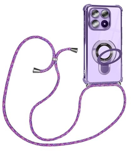 Funda de movil con Cuerda para Colgar Xiaomi Redmi 15C 4G / Poco C85 con Soporte Plegable, Carcasa Transparente TPU Suave Case con Correa Colgante Ajustable Cuerda Correa de Cuello Cadena Cordón