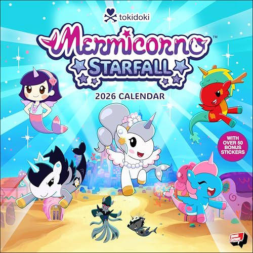 Mermicorno: Starfall 2026 Wall Calendar with 50 Bonus Stickers