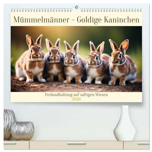 Mümmelmänner - Goldige Kaninchen (hochwertiger Premium Wandkalender 2026 DIN A2 quer), Kunstdruck in Hochglanz: Freilandhaltung auf saftigen Wiesen (CALVENDO Tiere)