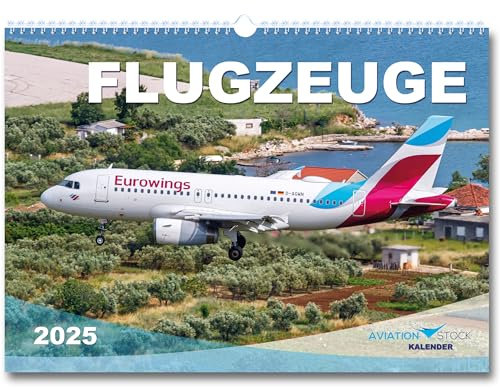 Flugzeug Kalender 2025 im Großformat DIN A2 XXL Flugzeugkalender Wandkalender für Planespotter Flugzeuge groß von Airbus und Boeing Airliners als Geschenk zu Weihnachten oder Geburtstagsgeschenk