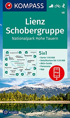 KOMPASS Wanderkarte 48 Lienz, Schobergruppe, Nationalpark Hohe Tauern 1:50.000: 5in1 Wanderkarte mit Aktiv Guide, Detailkarten und Panorama inklusive ... in der KOMPASS-App. Fahrradfahren. Skitouren.