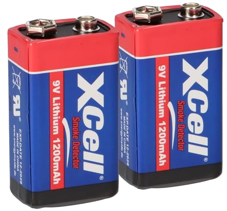2X Batterie Lithium 9 Volt Block 1200mAh, 9v E-Block (U9VL, CR-9V, 6LR61) 10 Jahres Batterie ideal für z.B. Rauchmelder, Feuermelder, Messgeräte, Mikrofone u.v.m. AKKUman Set (2 Stück)
