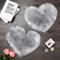 Mudder 2 Pieces Heart Shaped Rug Faux Room Fluffy Carpet Heart Shaped Door Mat for Room Bedroom, 12 x 16 Inch(Gray)