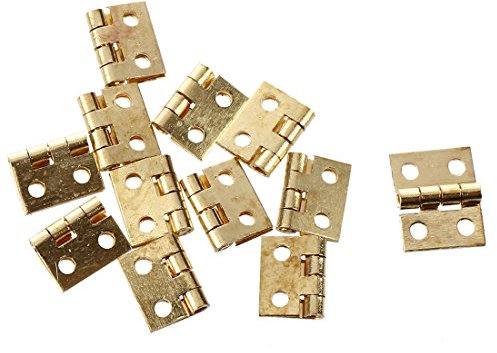 Summerwindy 12pcs 1/12 Miniature Furniture Cabinet Closet Hinges - Golden, Classic, Metal, Unfinished