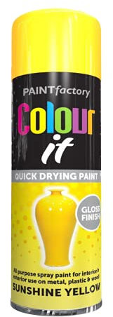 Classic Signature - 3 x All Purpose Sunshine Yellow Aerosol Spray Paint 250ml Quick Drying Spray,Fast Dry and Excellent Coverage for Wood, Metal, Plastic and more