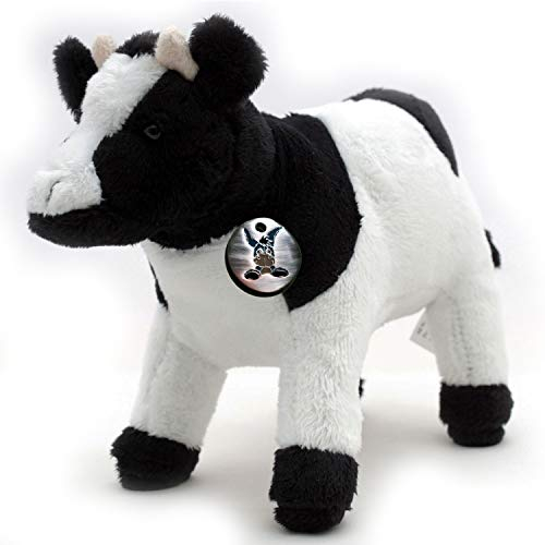 Peluche vache noire et blanche en forme de vache - Boeuf rose - Doudou * biz