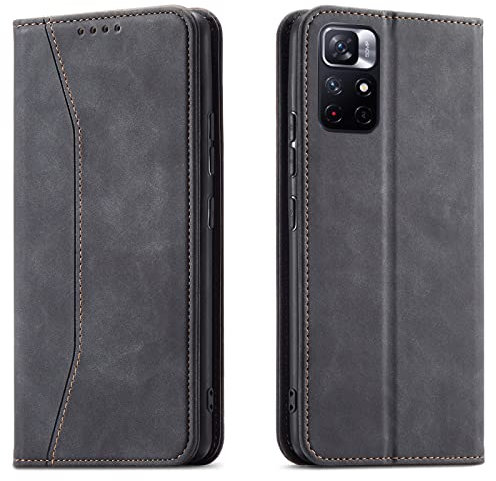 OKZone Kompatibel mit Xiaomi Redmi Note 11 Pro 4G / 5G Hülle, Magnet Leder Tasche Handyhülle, Kartenfächer Schutzhülle, [Premium PU Leder] Flip Klappbare Magnetische Standfunktion (Schwarz)
