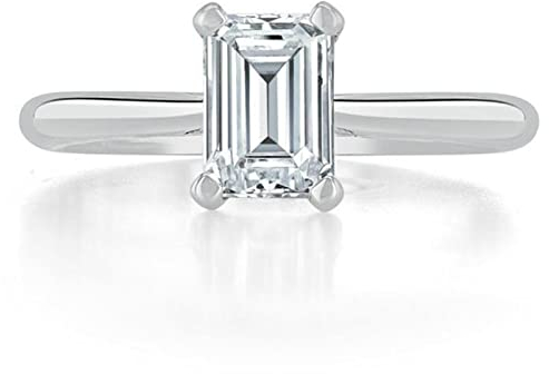 BEBEWO 375/585/750 1ct Hochzeits ringe für Damen, Echtgold Emerald cut Moissanit Solitärring Vertrauensring für Sie