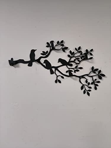 DEKADRON Porte-manteau mural en métal, porte-manteau en métal avec oiseaux, support mural, décoration d'intérieur, porte-chapeaux, porte-clés, crochets d'entrée, porte-manteau en métal, 60 x 40 cm