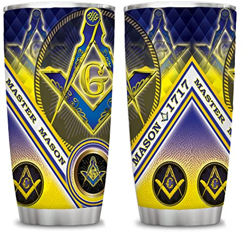 ATHAND Freimaurer-Geschenke für Männer, Code Square & Compass Tumbler Live Better Logo-Symbole, dreifach leicht, 590 ml, mit Deckel, doppelwandig, isolierte Wasserflasche, 1 Stück