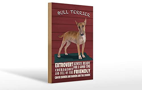 FEMER Holzschild Spruch 20x30cm Bullterrier Hund Always Ready