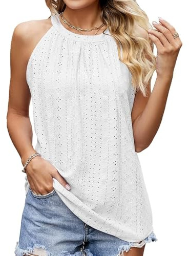 BKEPDY Femme Débardeur Crop Top, Sexy Crop Tank Tops Camisole Top Crop, Col Rond Tops sans Manches Solide Côtelé Gonflable Décontracté Trim Camisole Doux Respirant Été Plage